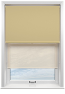 Rimini (Blackout), Mocha & Optima Linen - Double Roller Blind